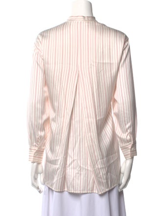 Maje Striped Mock Neck Button-Up Top