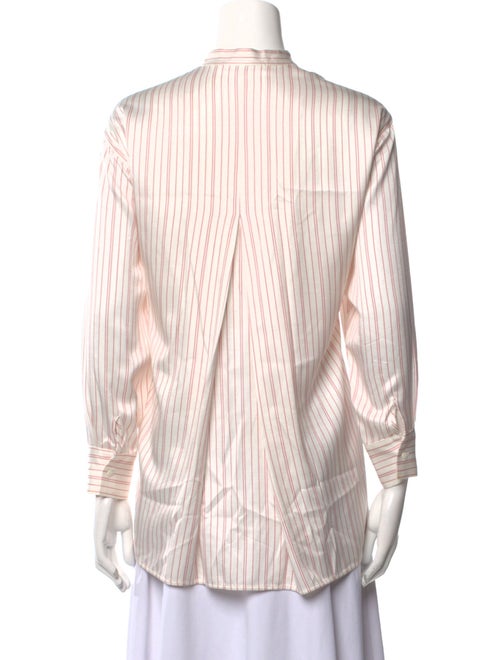 Maje Striped Mock Neck Button-Up Top