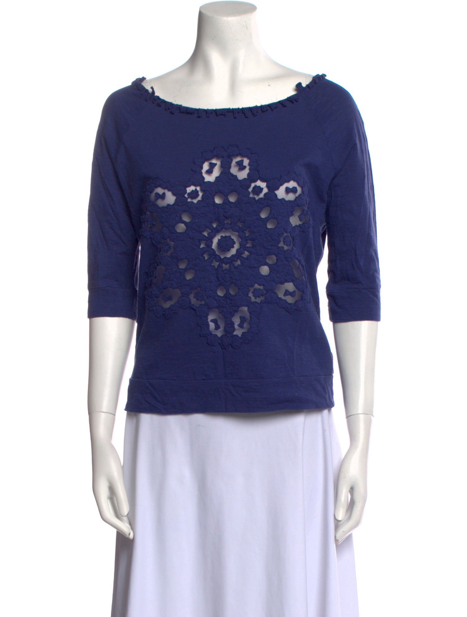 Maje Bateau Neckline Three-Quarter Sleeve T-Shirt