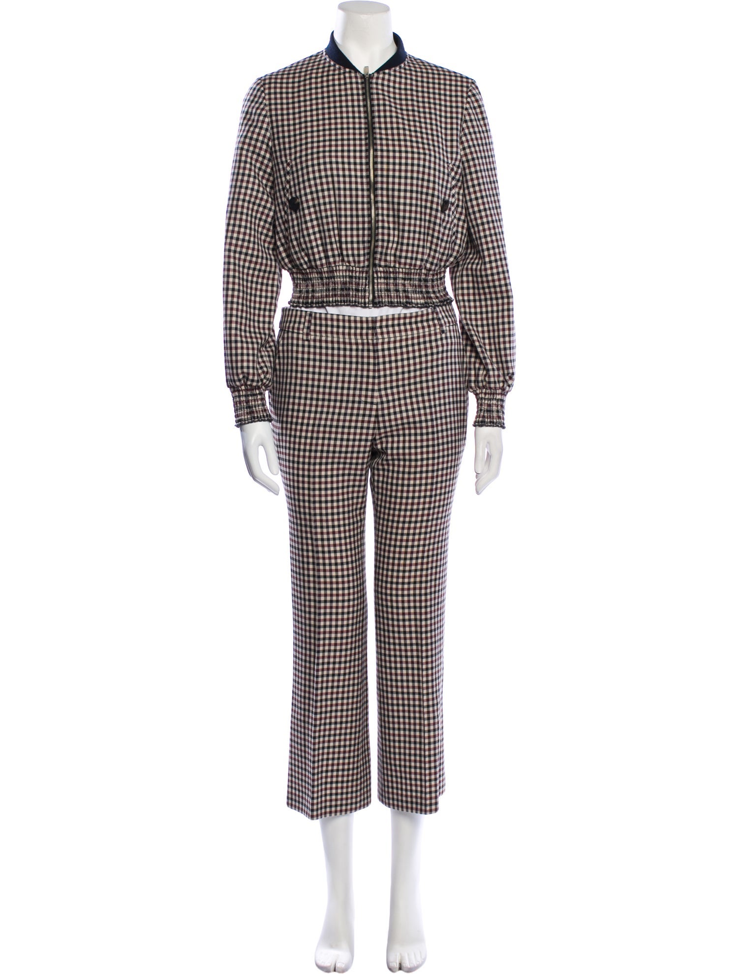 Maje Plaid Print Pant Set