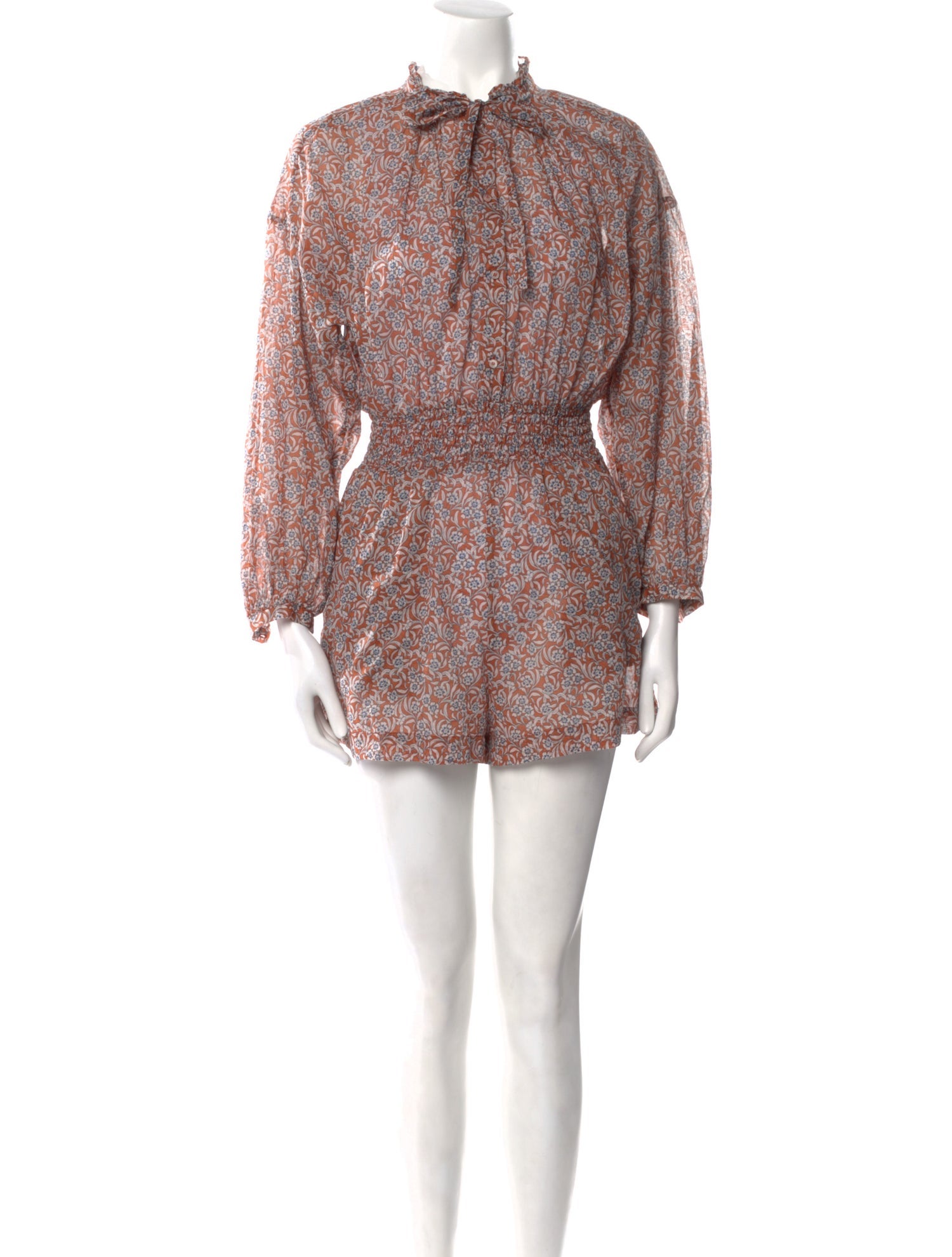 Maje Floral Print Tie Neck Romper