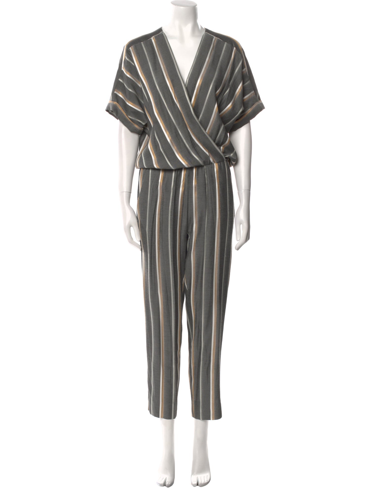 Maje Striped V-Neck Jumpsuit