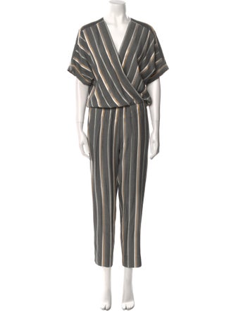 Maje Striped V-Neck Jumpsuit
