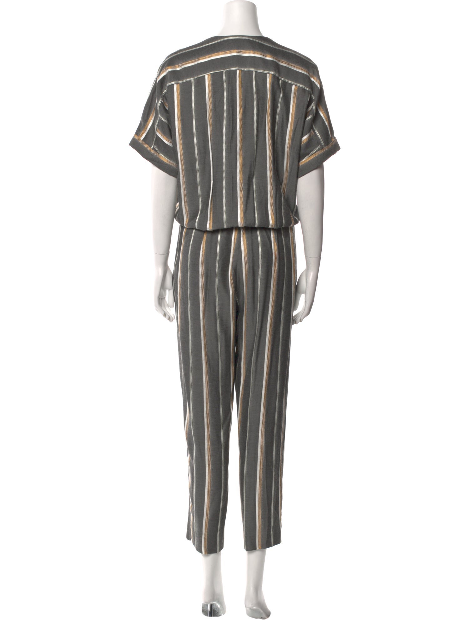 Maje Striped V-Neck Jumpsuit