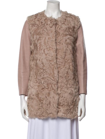 Maje Coats Lamb Leather Fur Coat XS