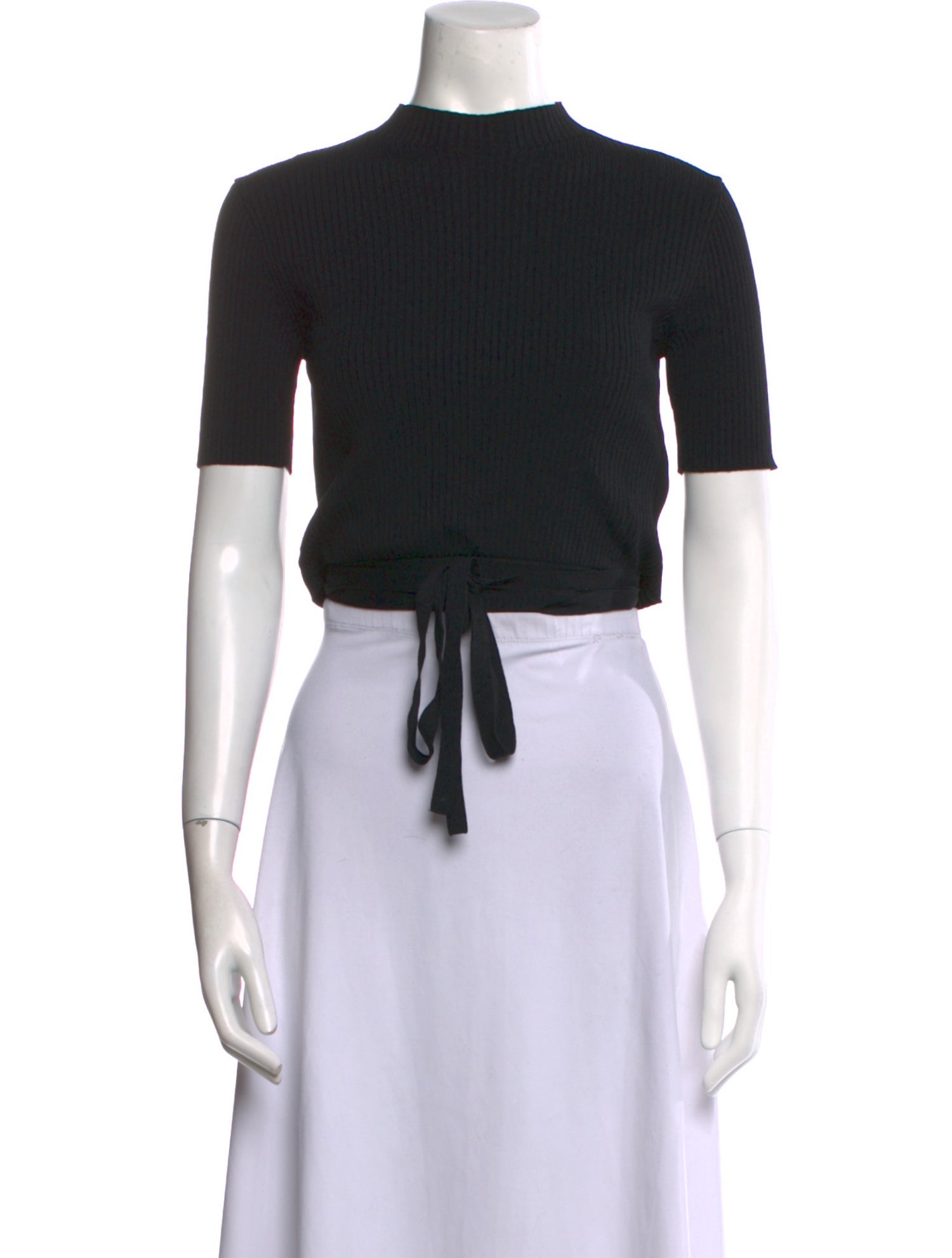 Maje Mock Neck Short Sleeve Crop Top