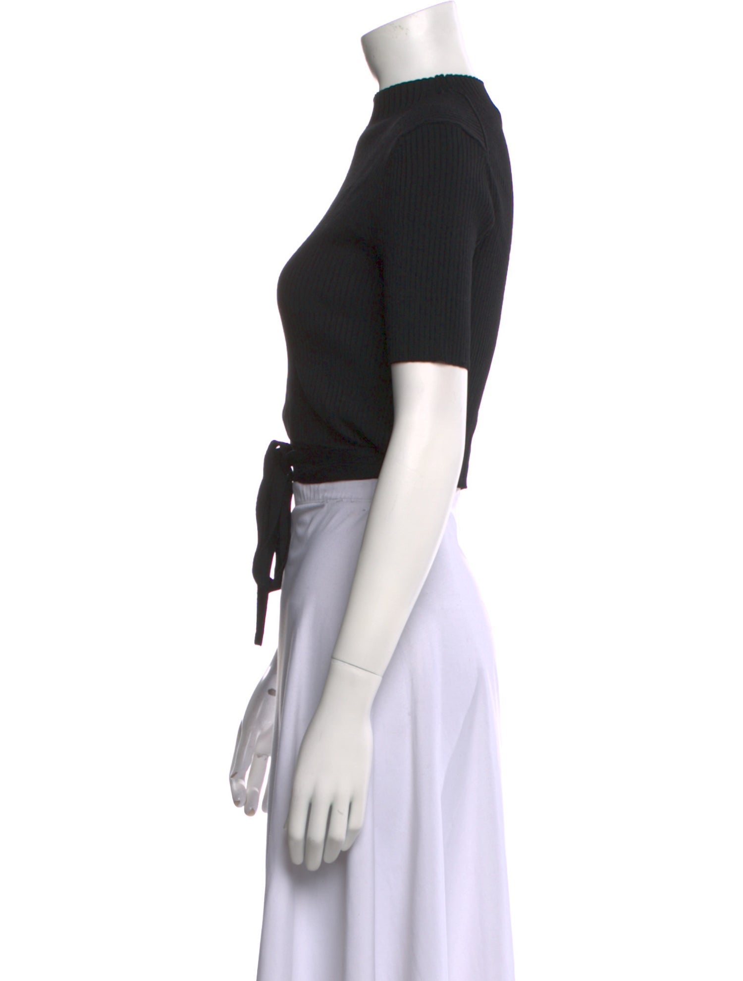 Maje Mock Neck Short Sleeve Crop Top