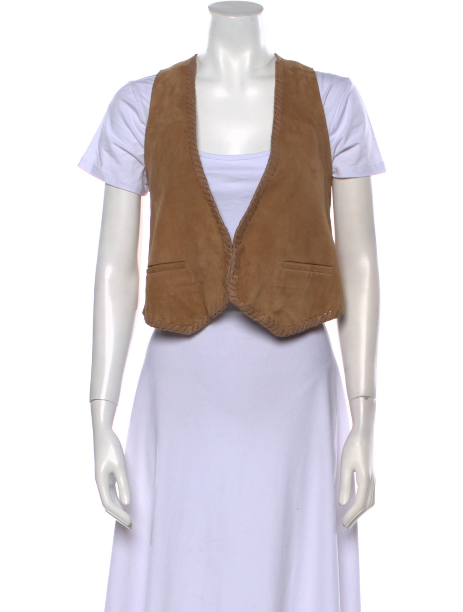 Maje Plunge Neckline Sleeveless Crop Top