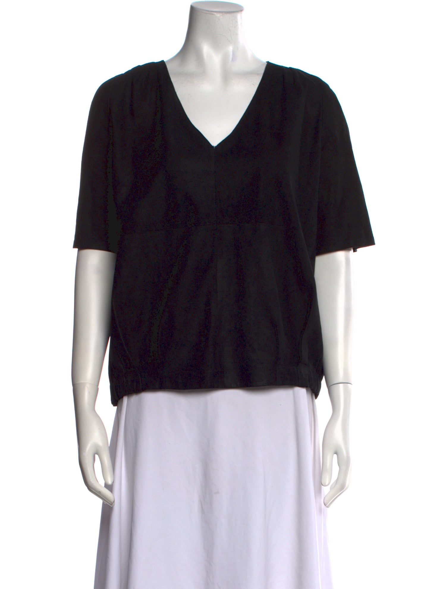 Maje Leather V-Neck Top