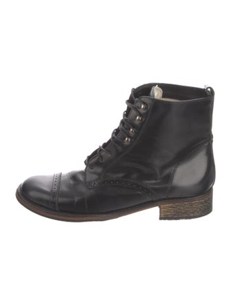 Maje Leather Printed Combat Boots
