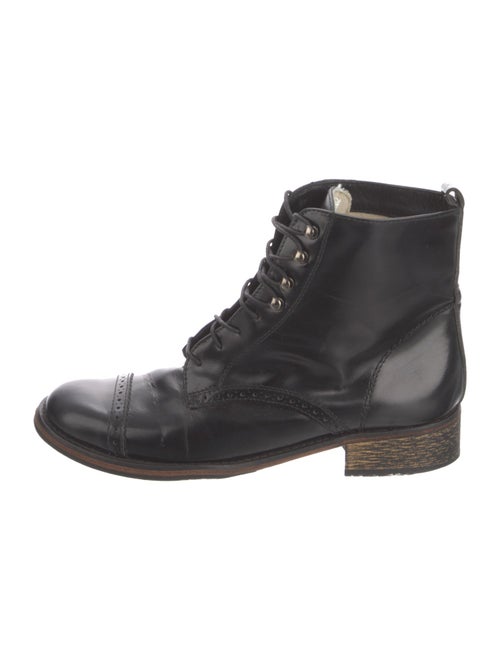Maje Leather Printed Combat Boots
