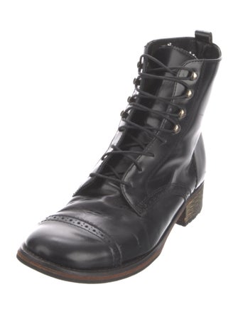 Maje Leather Printed Combat Boots