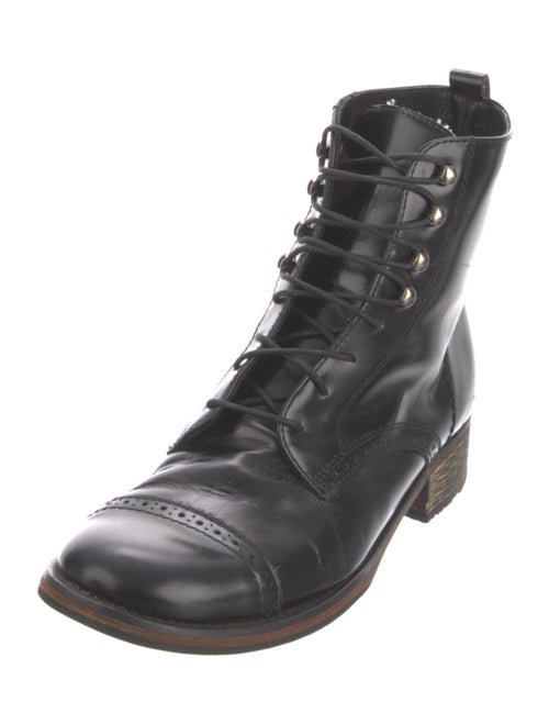 Maje Leather Printed Combat Boots