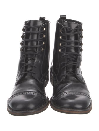 Maje Leather Printed Combat Boots