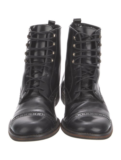 Maje Leather Printed Combat Boots
