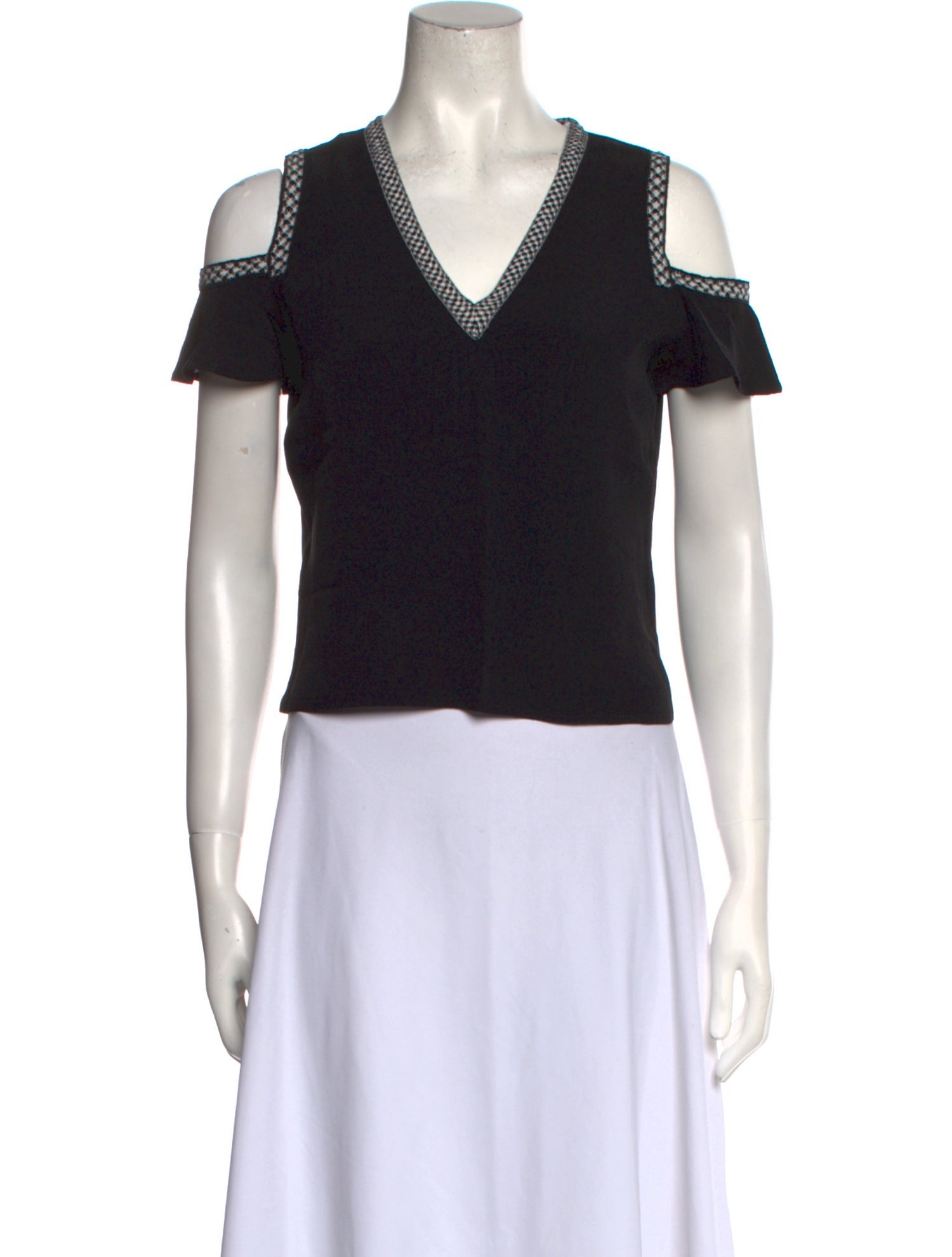 Maje V-Neck Short Sleeve Crop Top