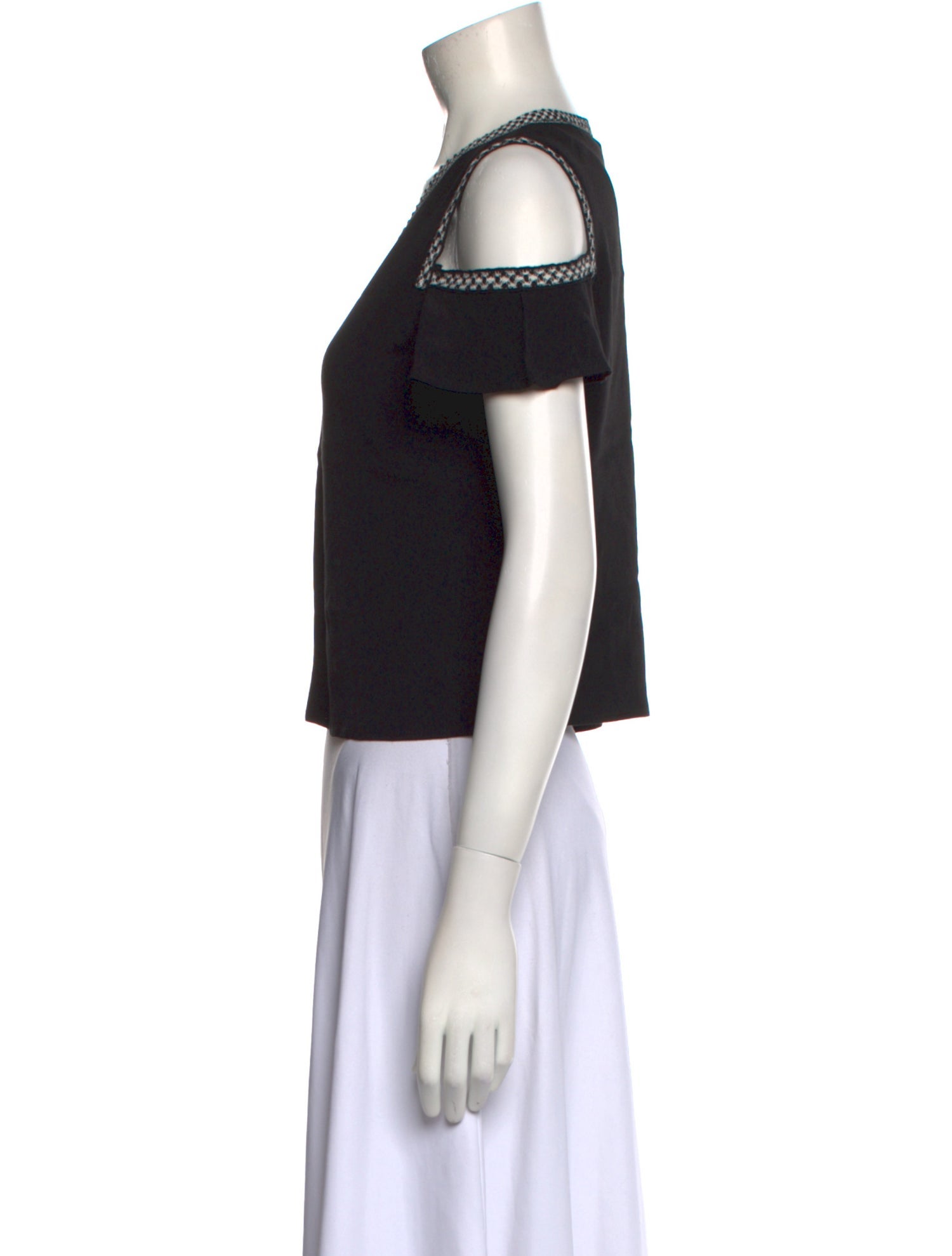 Maje V-Neck Short Sleeve Crop Top