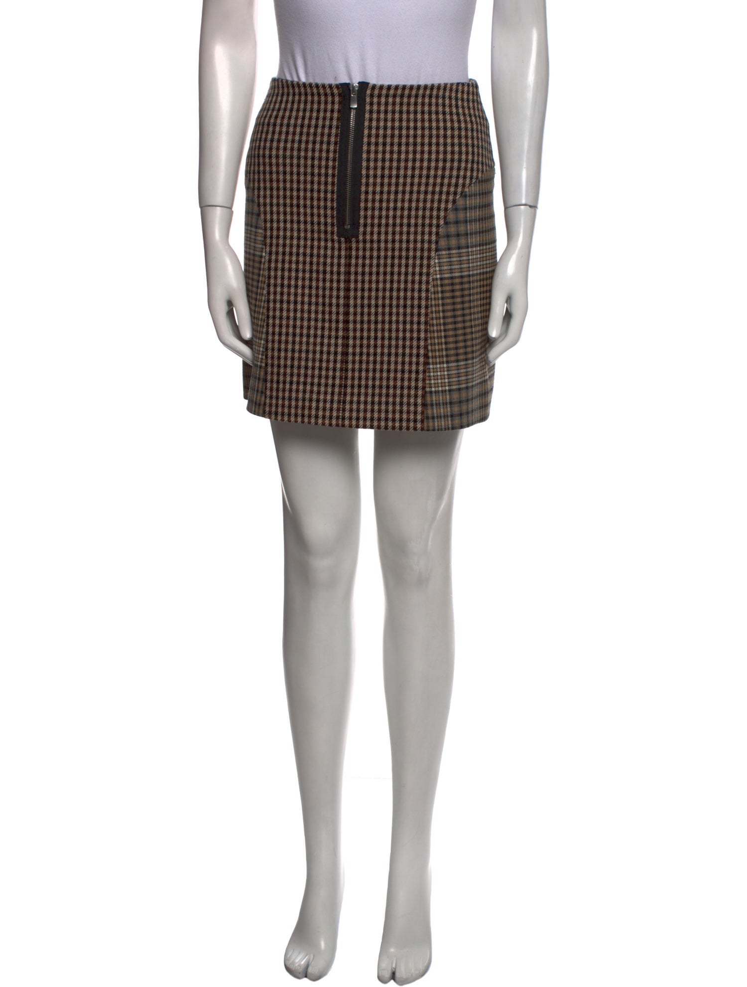 Maje Plaid Print Mini Skirt