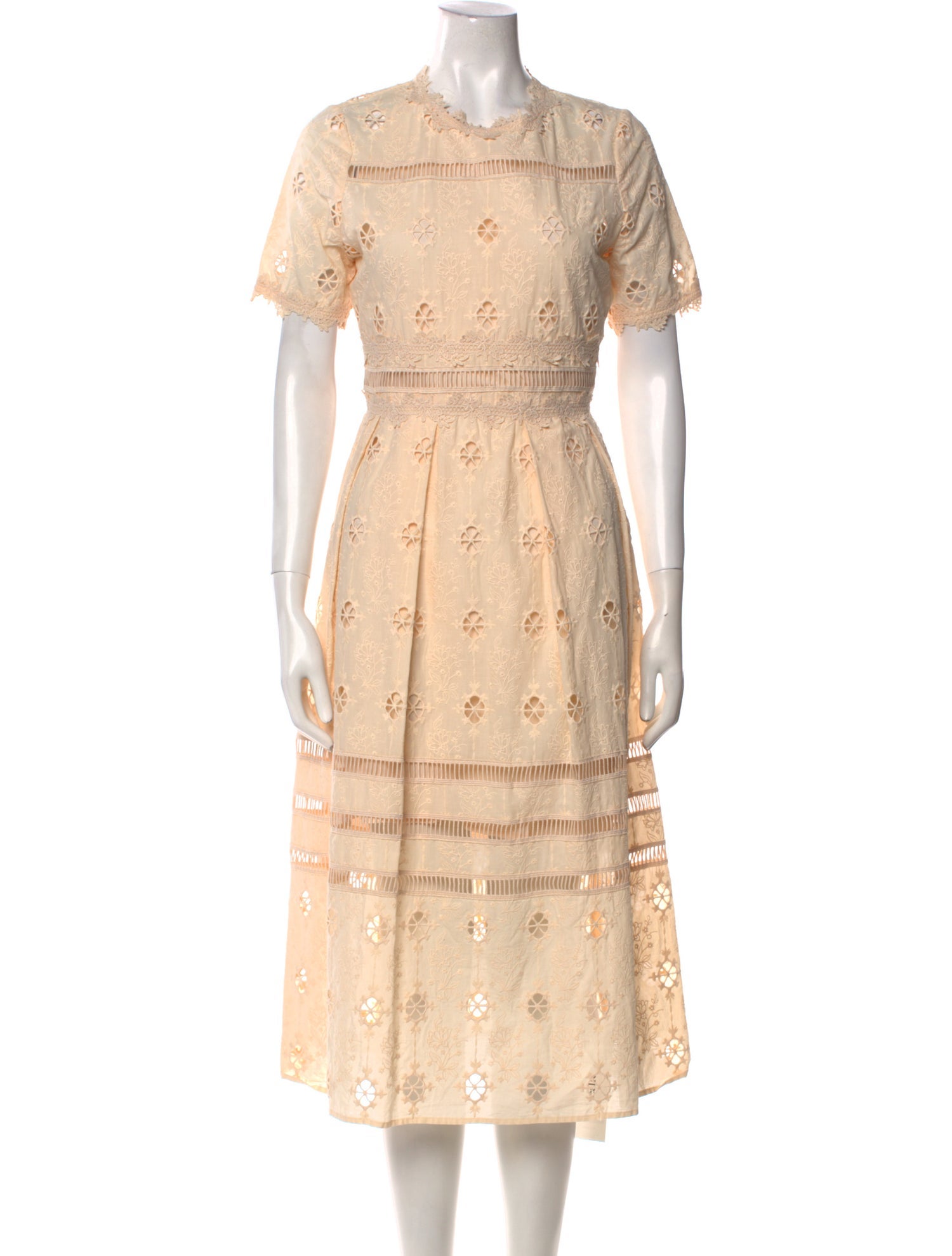 Maje Crew Neck Midi Length Dress - Neutrals Dresses