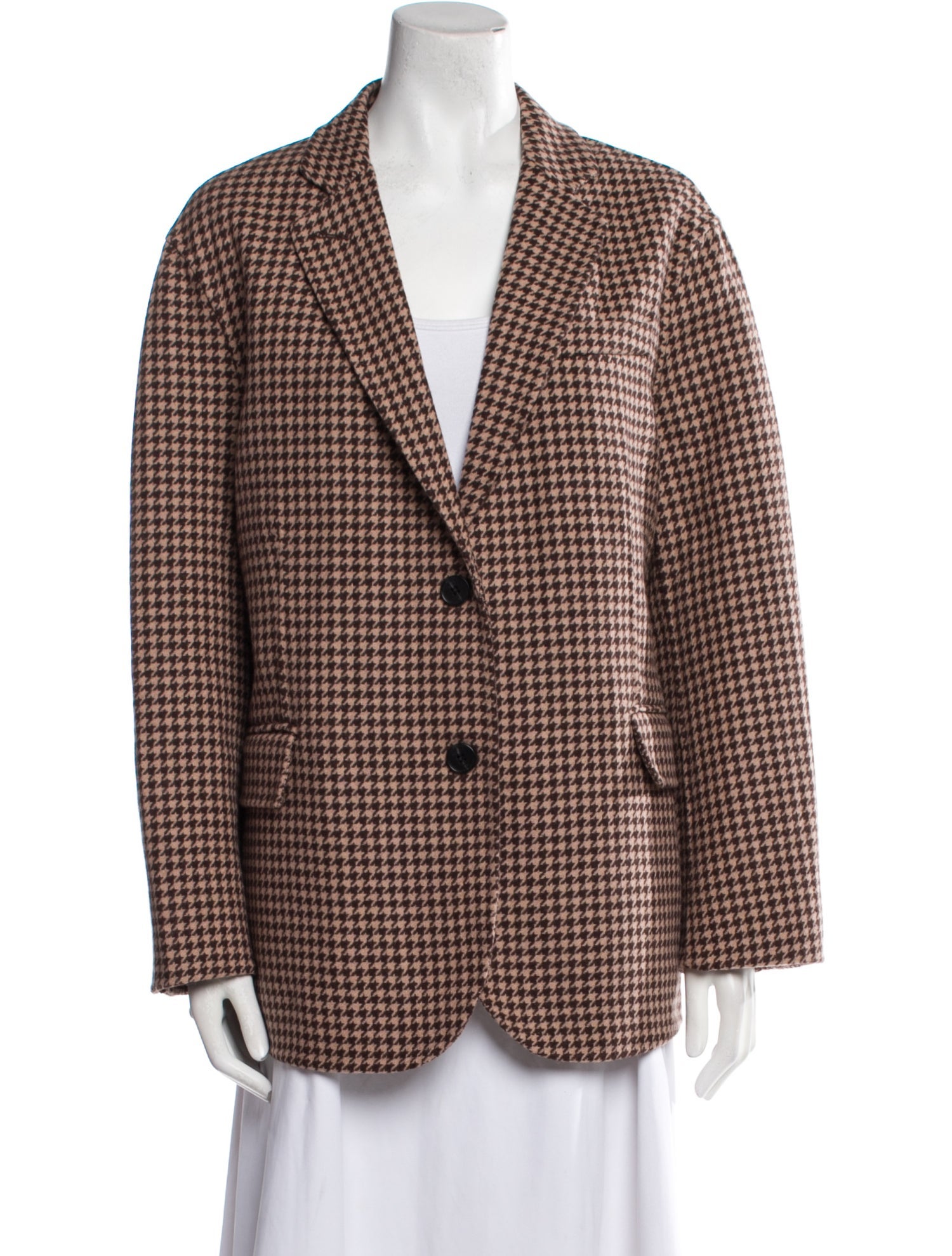 Maje Wool Houndstooth Print Coat
