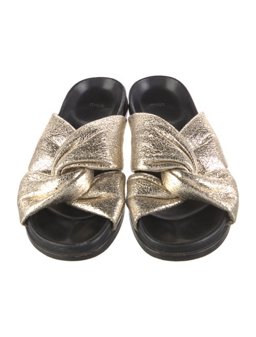 Maje Leather Pleated Accents Slides
