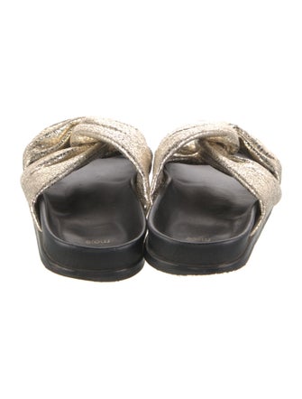 Maje Leather Pleated Accents Slides