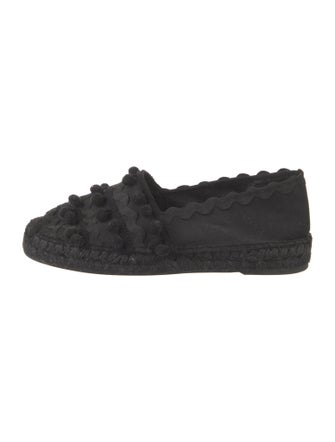 Maje Canvas Pom-Pom Embellishments Moccasins