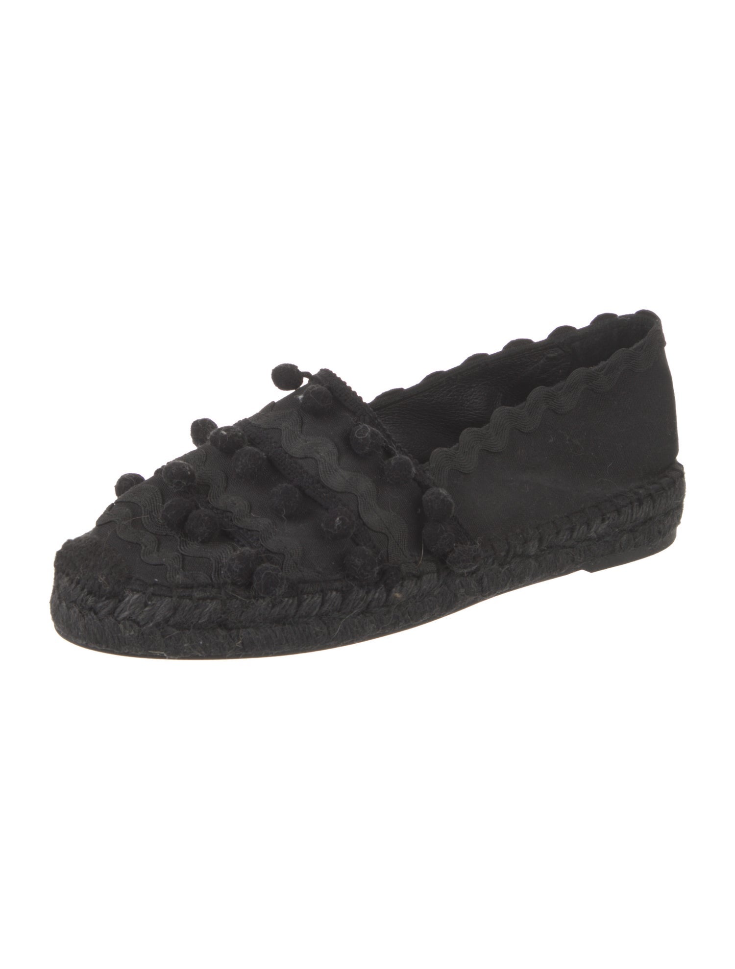 Maje Canvas Pom-Pom Embellishments Moccasins