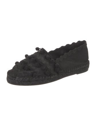 Maje Canvas Pom-Pom Embellishments Moccasins