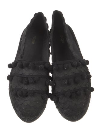 Maje Canvas Pom-Pom Embellishments Moccasins