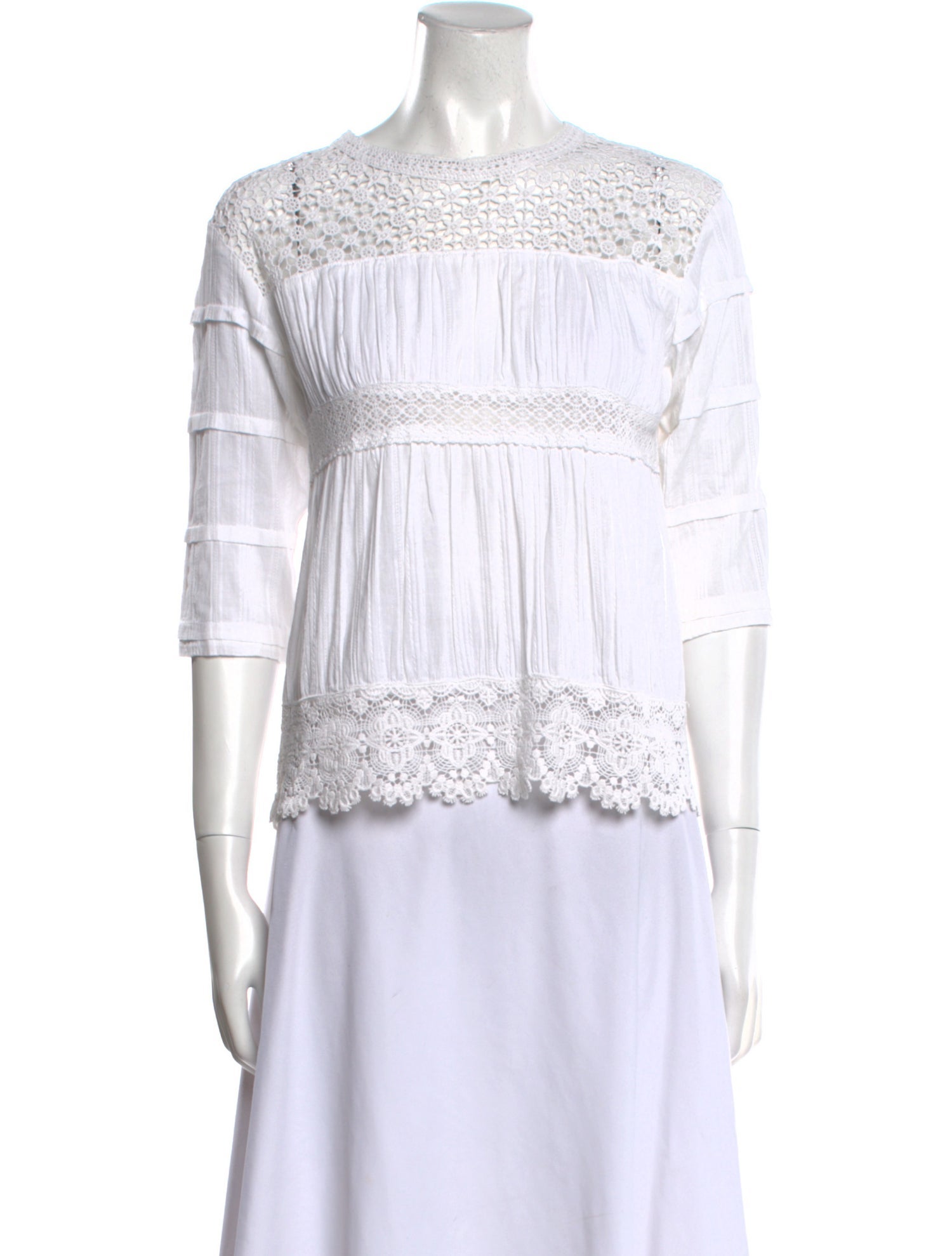 Maje Crew Neck Three-Quarter Sleeve Blouse