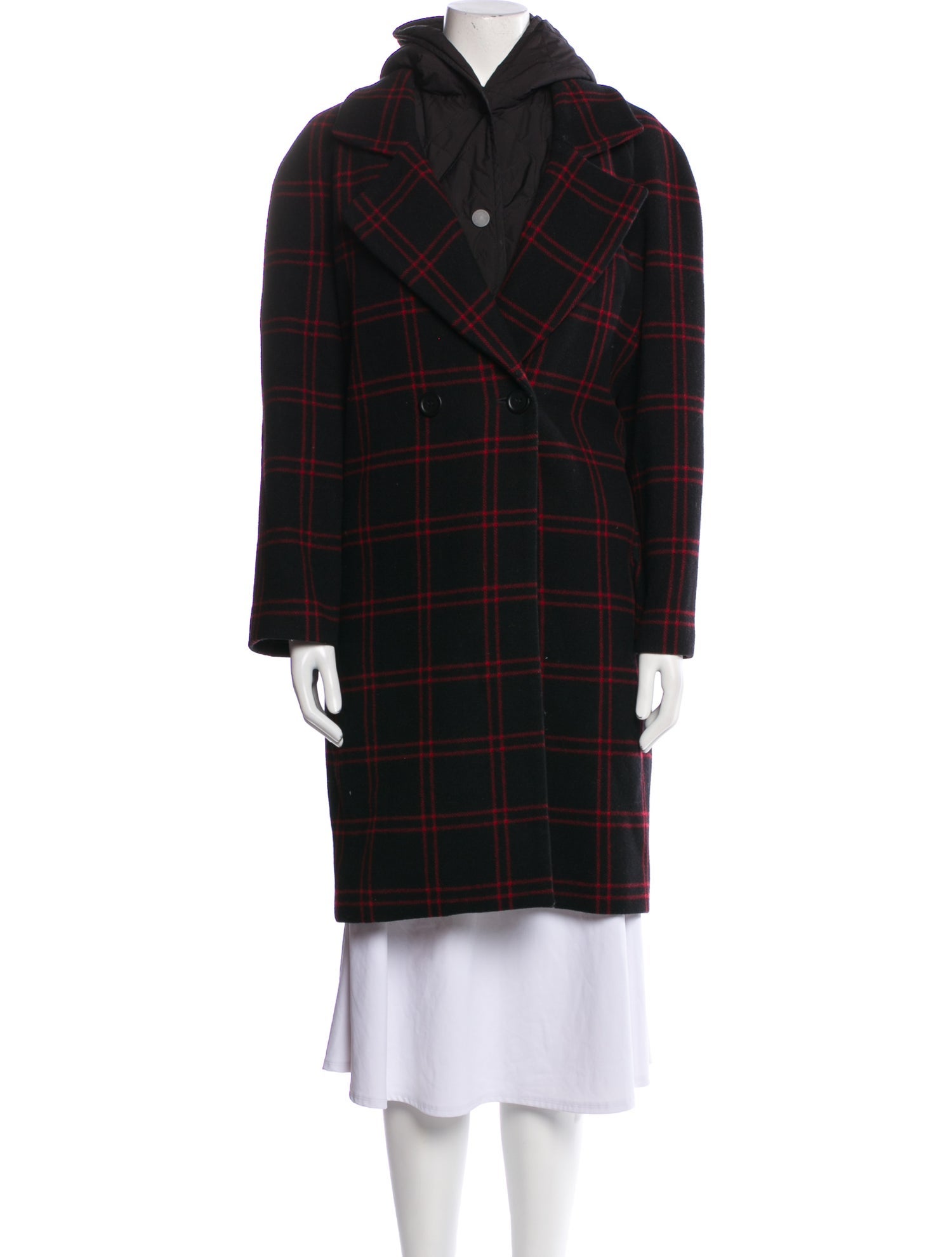 Maje Wool Plaid Print Coat