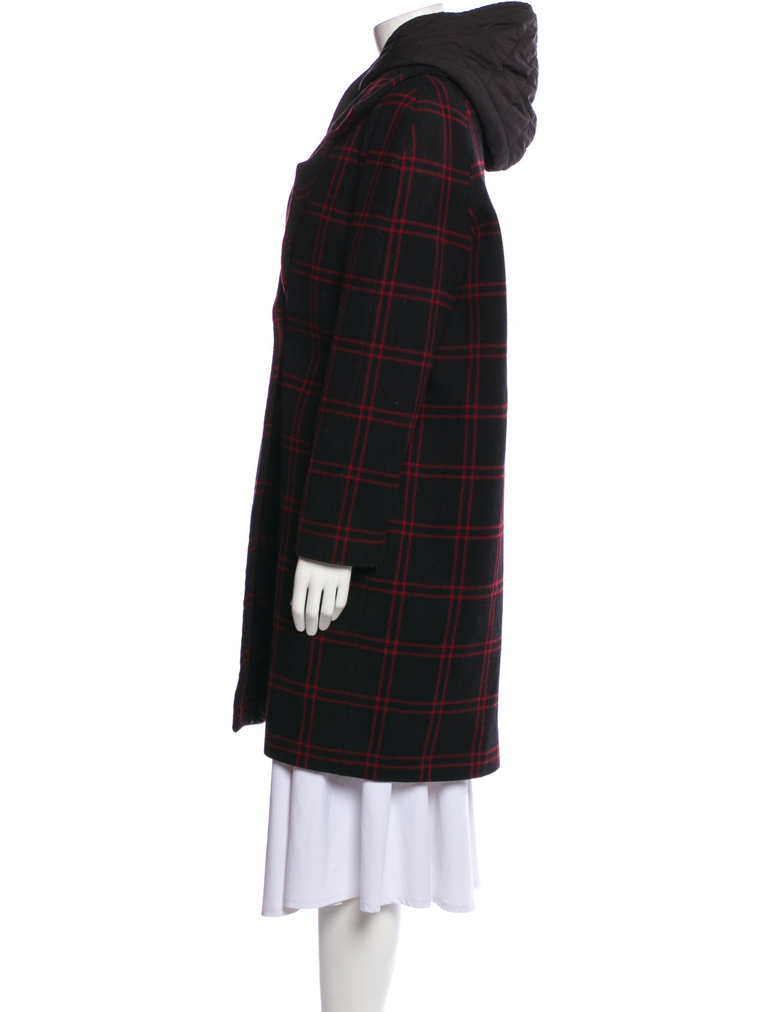 Maje Wool Plaid Print Coat