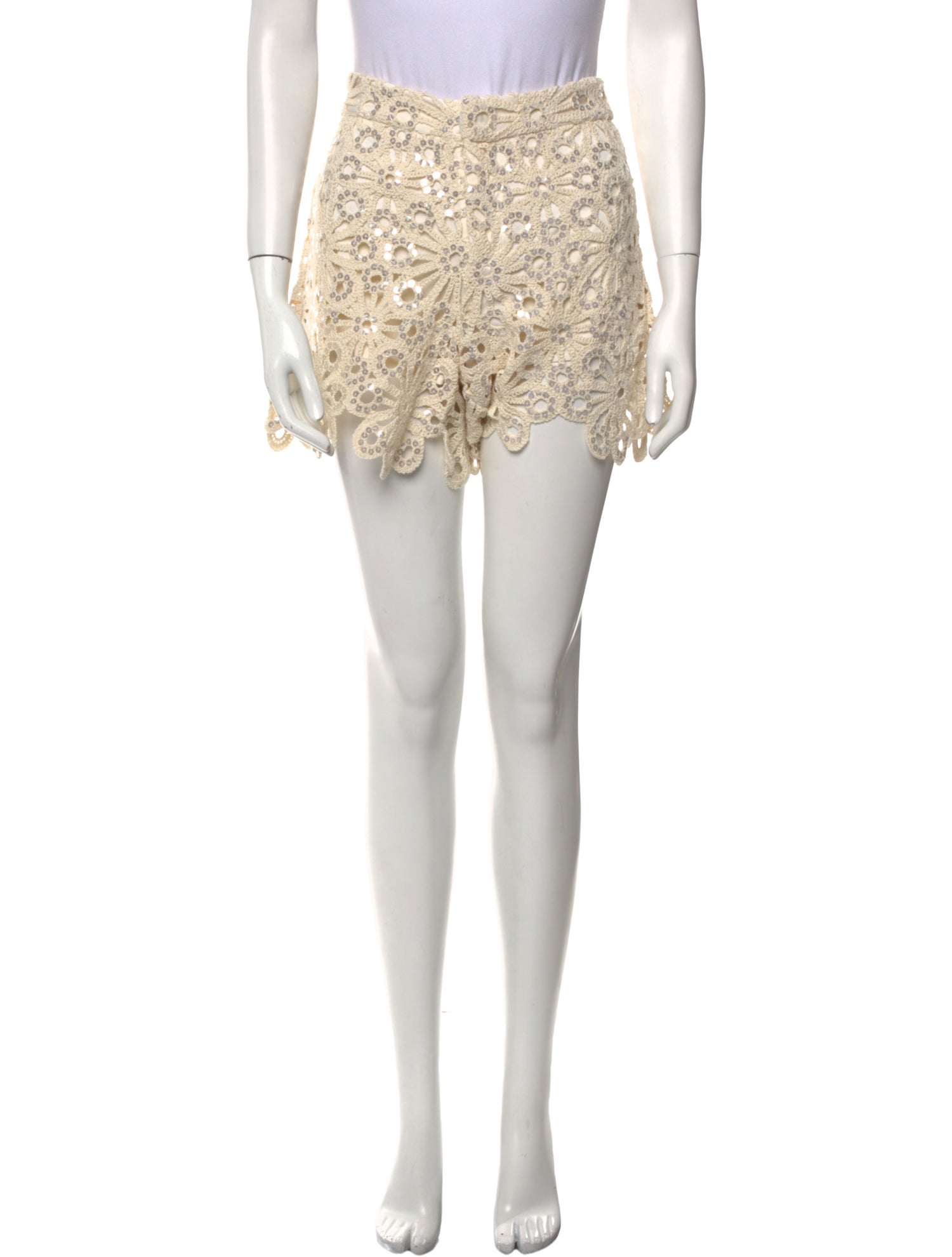 Maje Lace Pattern Mini Shorts