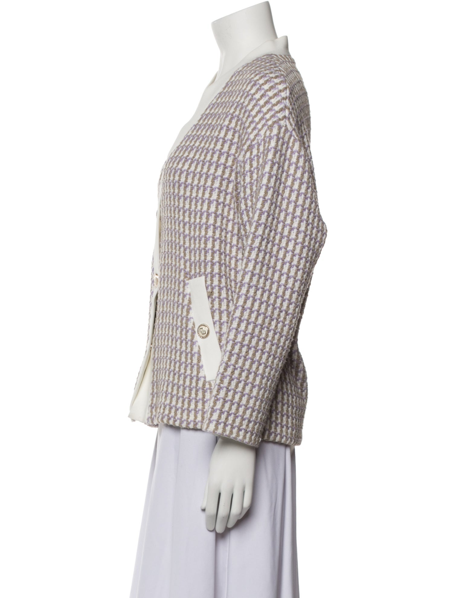 Maje Houndstooth Print V-Neck Sweater