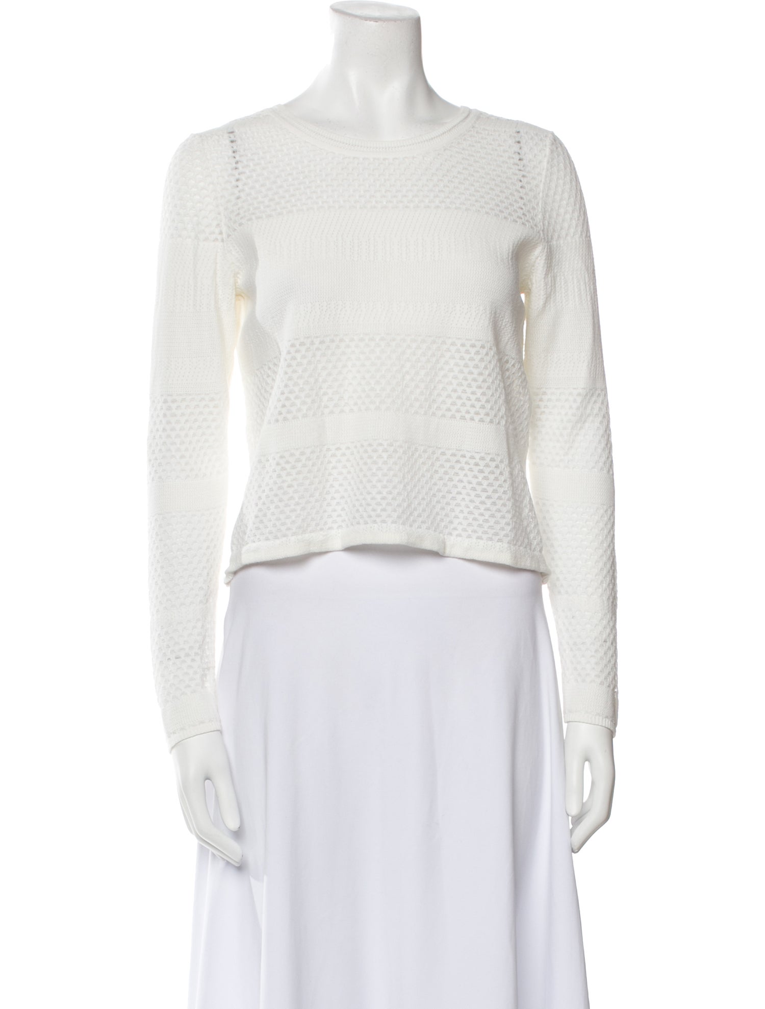 Maje Scoop Neck Long Sleeve Crop Top