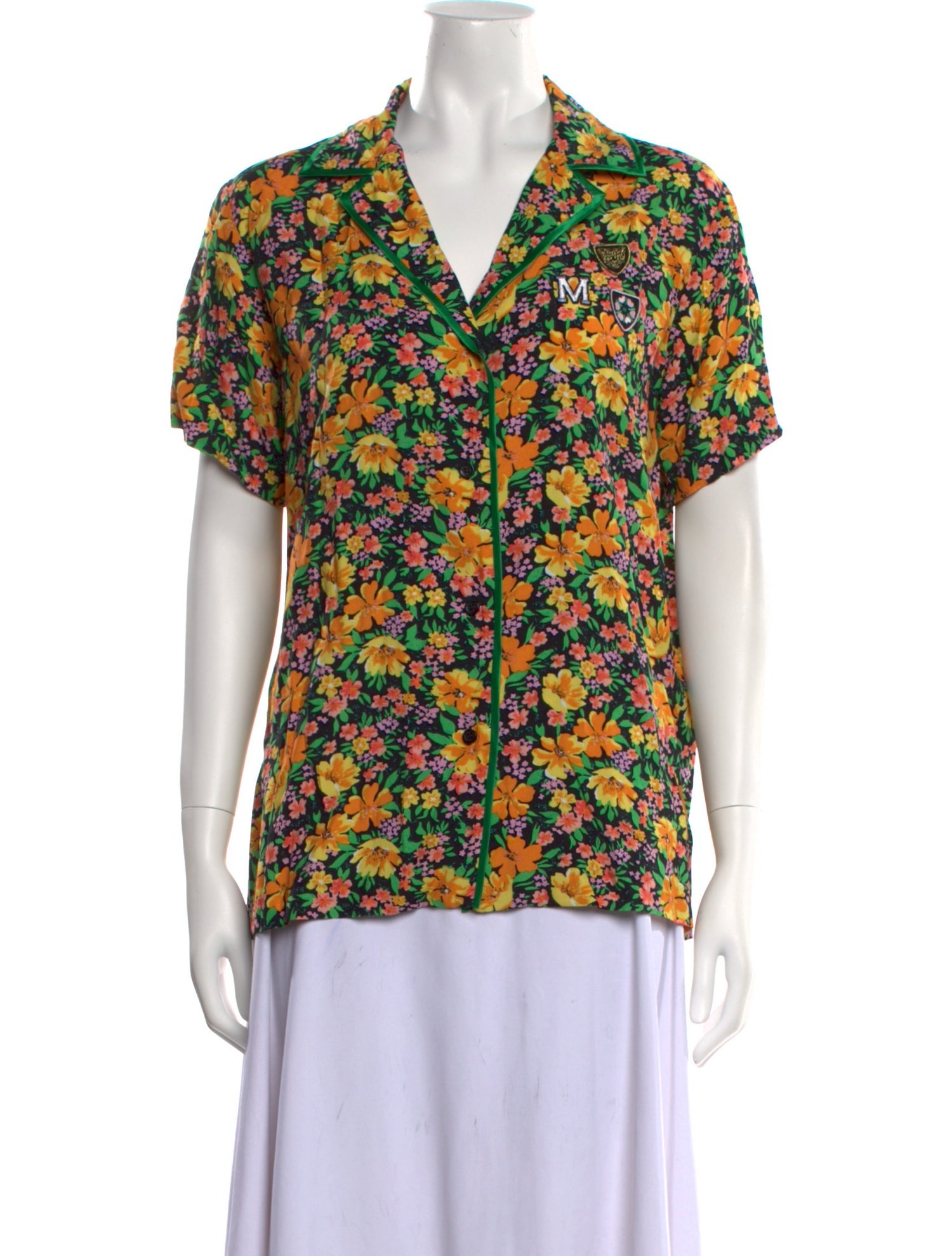 Maje Vintage Floral Print Button-Up Top