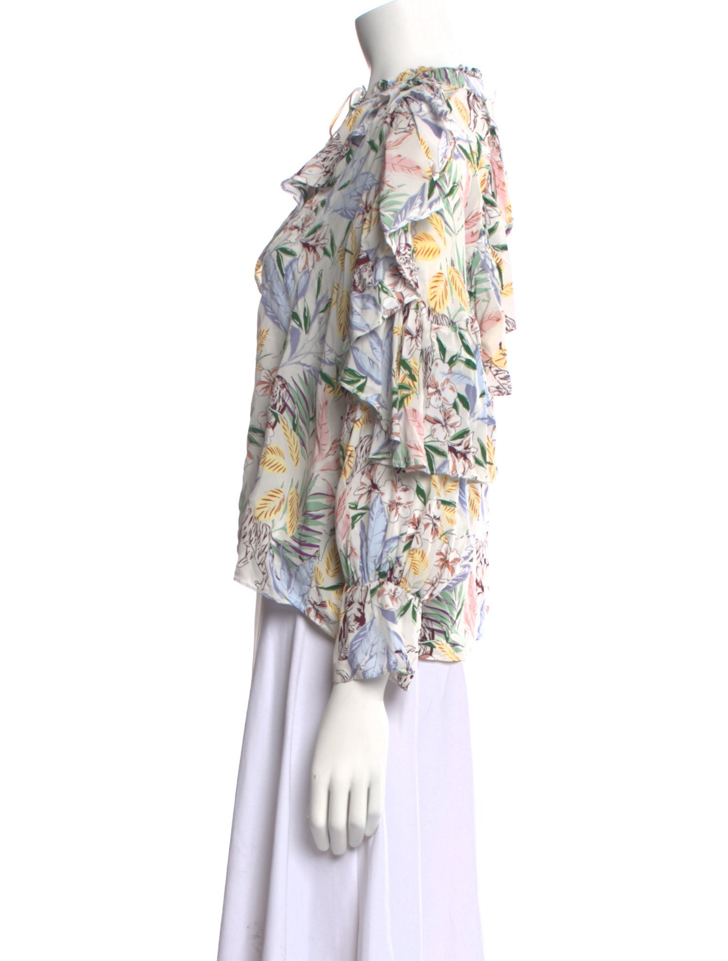 Maje Floral Print Tie Neck Blouse