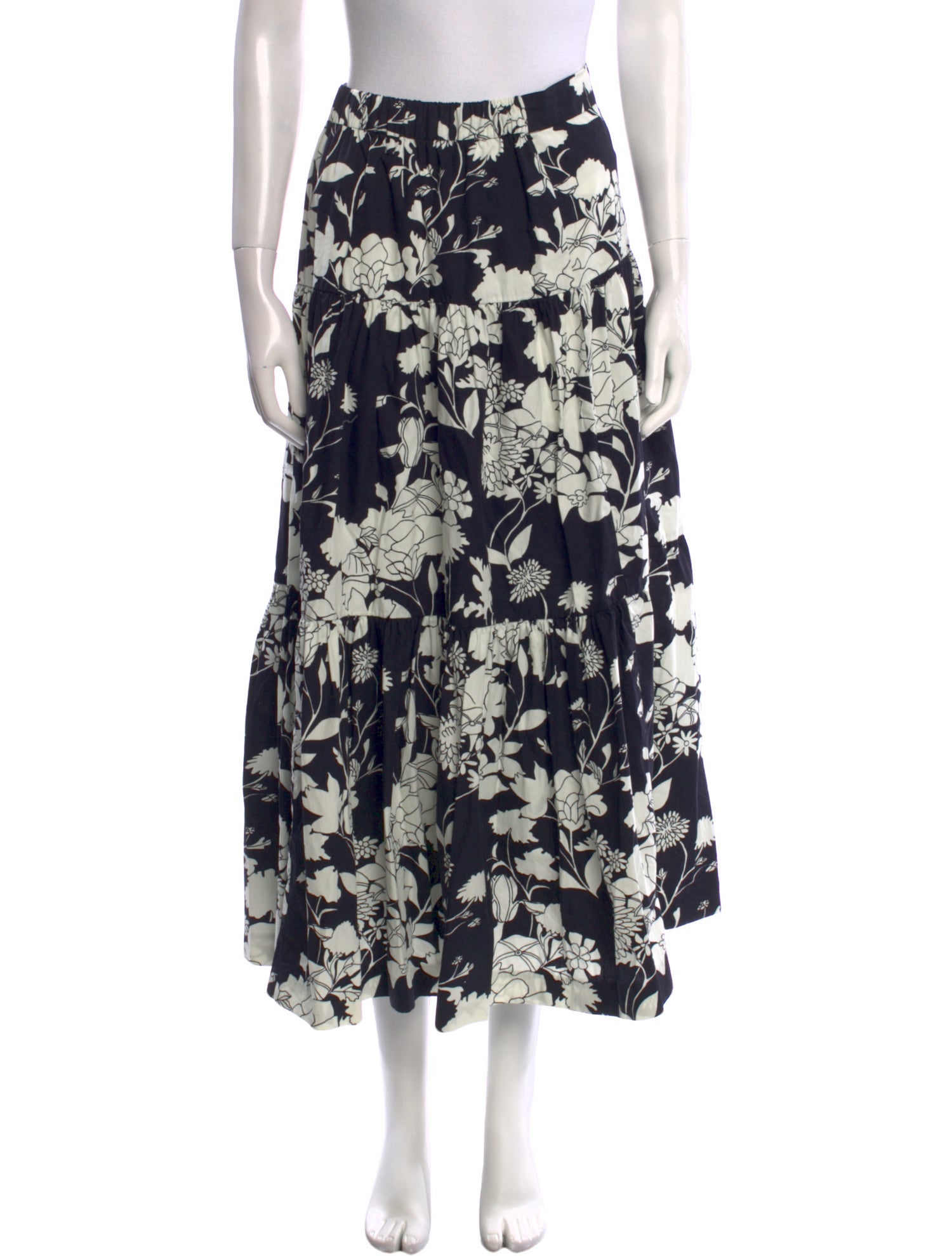 Maje Floral Print Midi Length Skirt