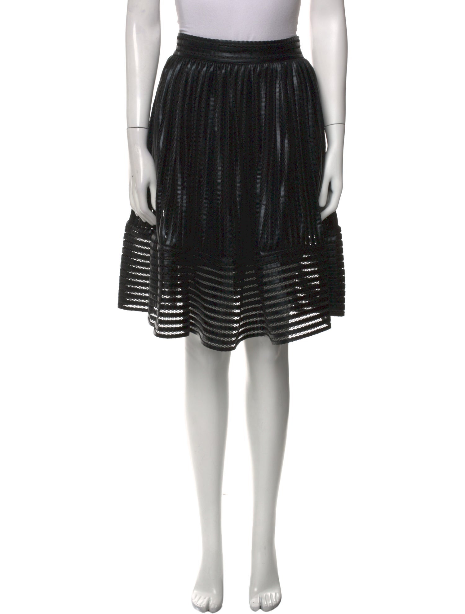 Maje Mesh Accents Knee-Length Skirt