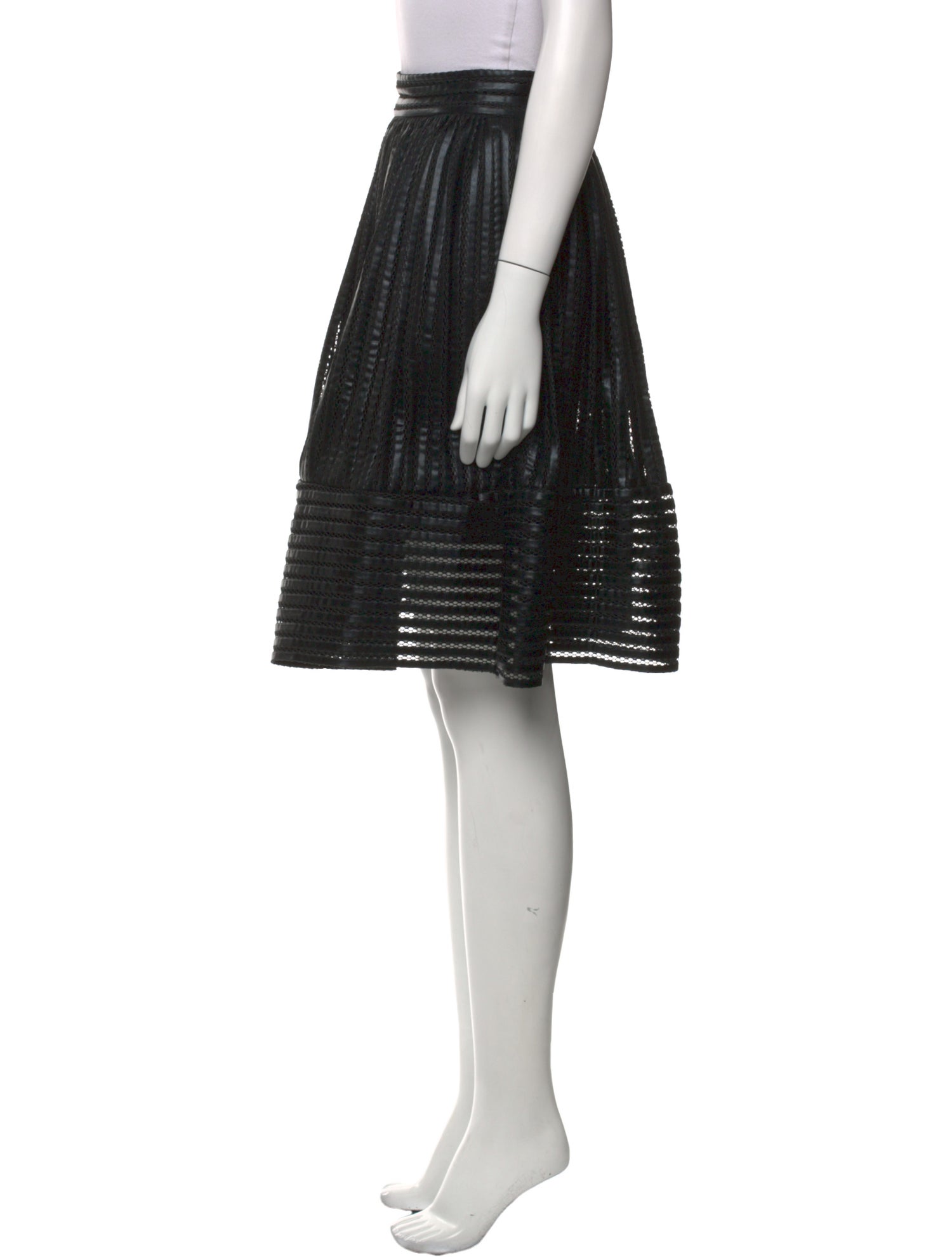 Maje Mesh Accents Knee-Length Skirt