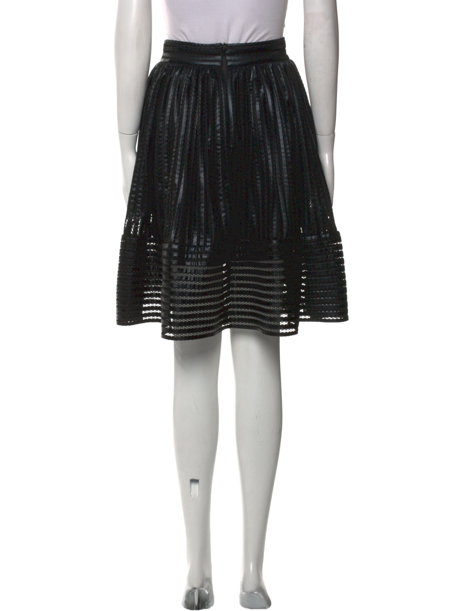 Maje Mesh Accents Knee-Length Skirt