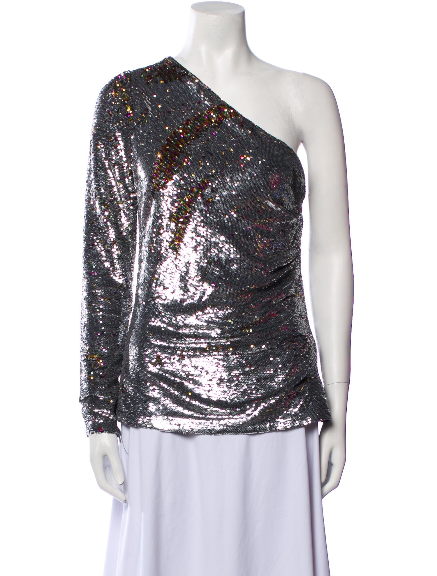 Maje Printed One-Shoulder Blouse