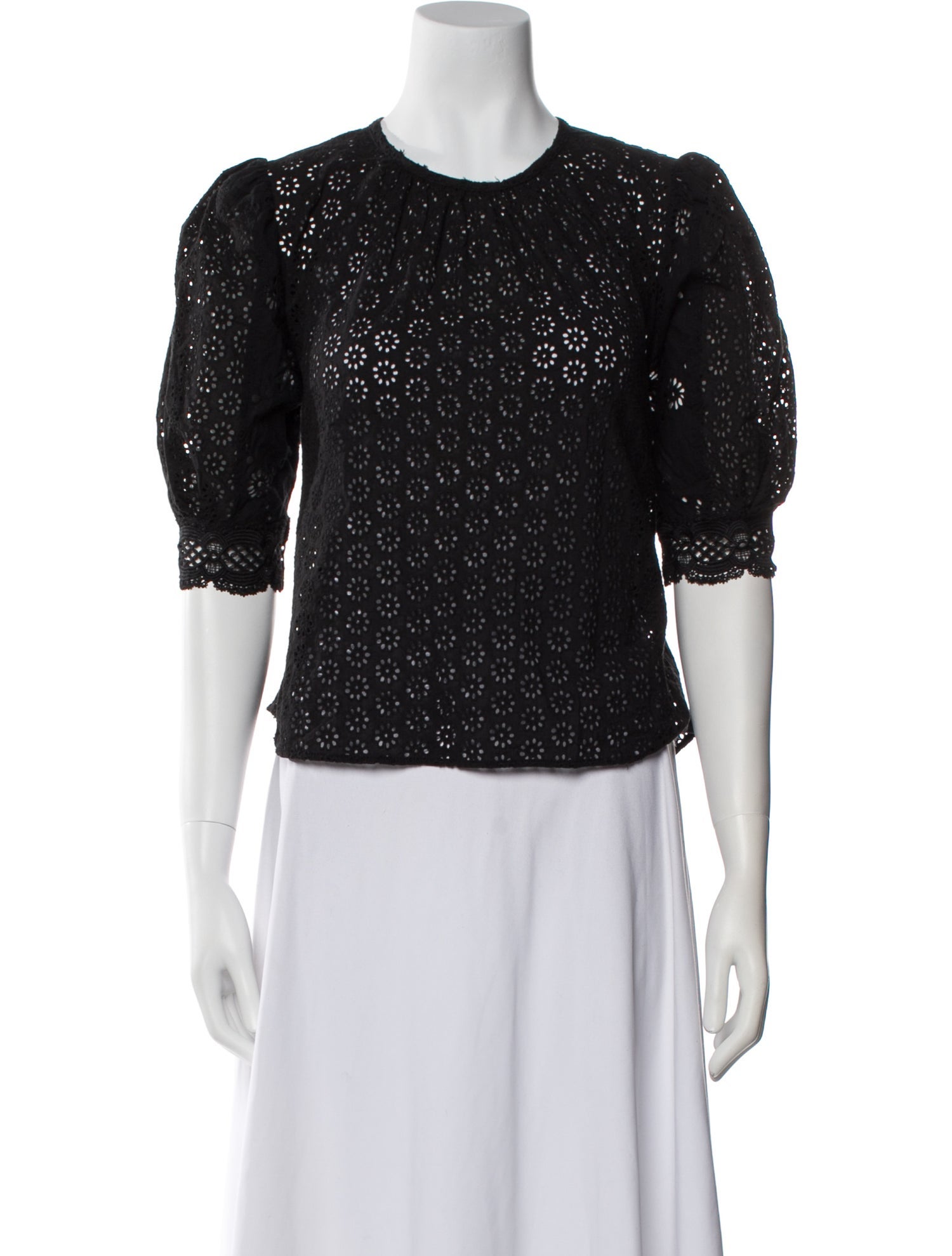 Maje Patterned Crew Neck Crop Top