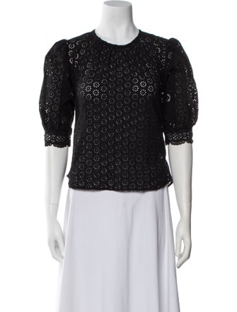 Maje Patterned Crew Neck Crop Top