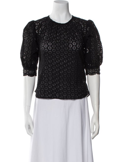 Maje Patterned Crew Neck Crop Top