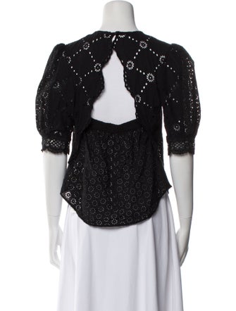 Maje Patterned Crew Neck Crop Top