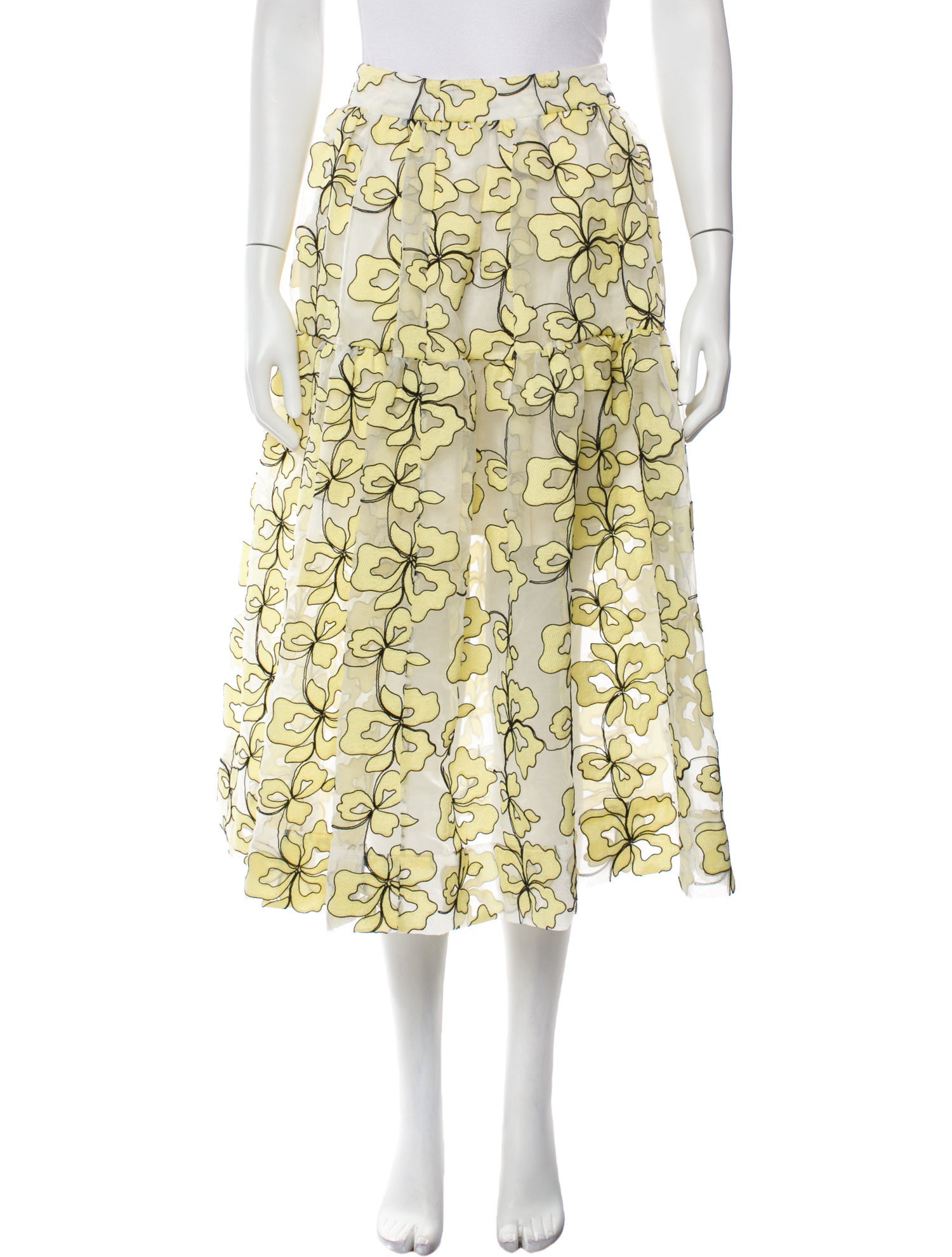 Maje Printed Midi Length Skirt