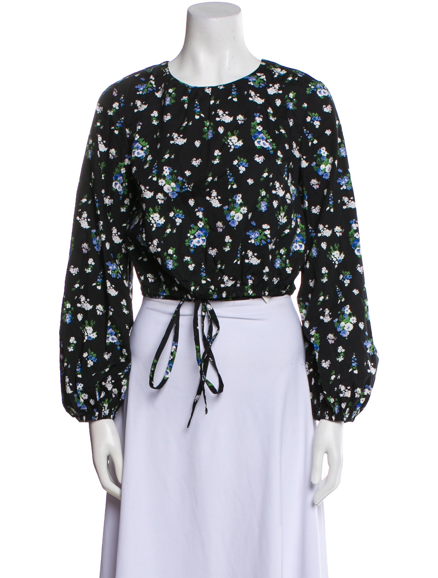 Maje Floral Print Scoop Neck Crop Top