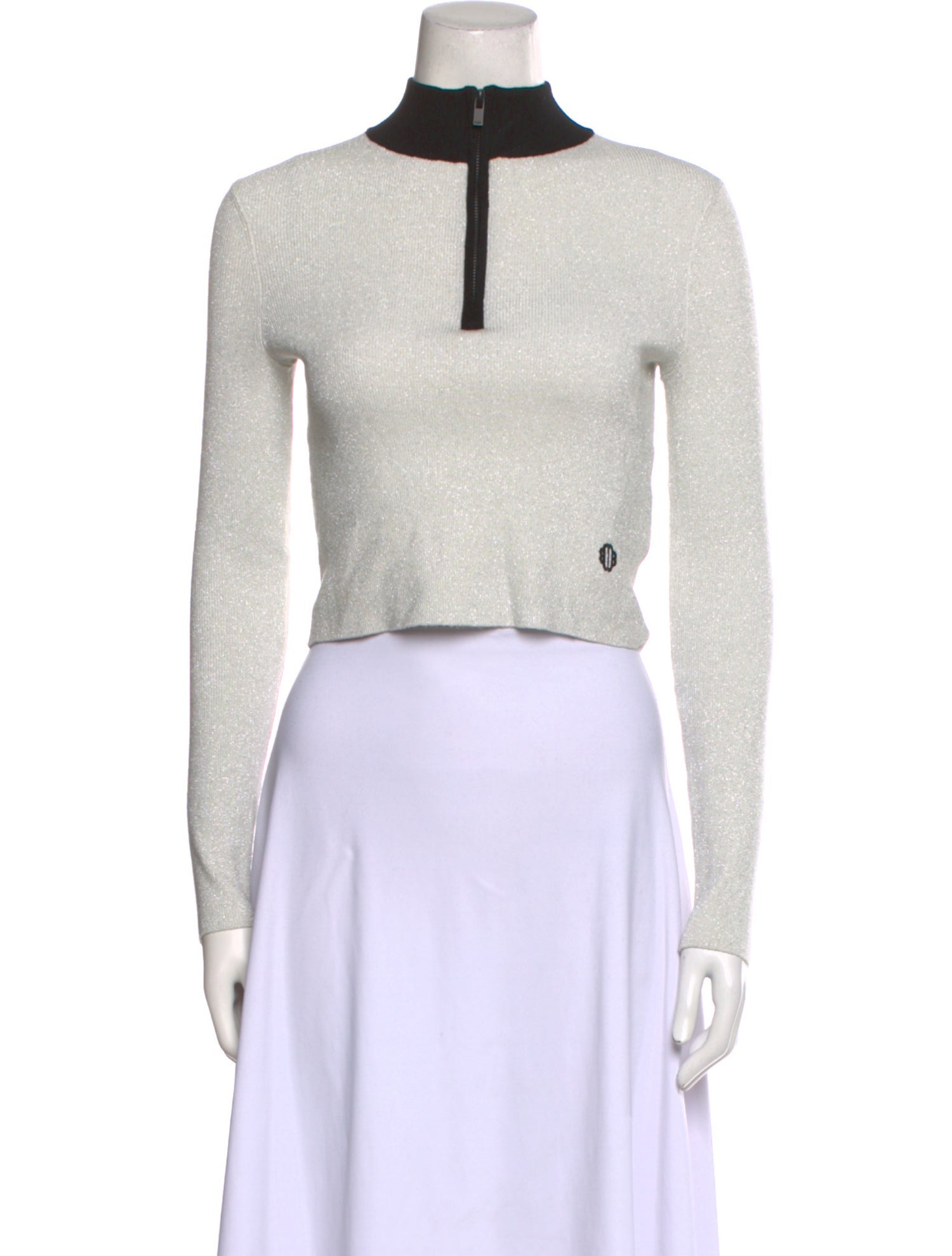 Maje Mock Neck Long Sleeve Crop Top